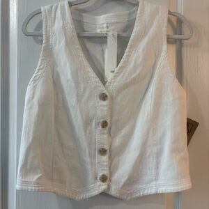 Women's White Button-Down Vest